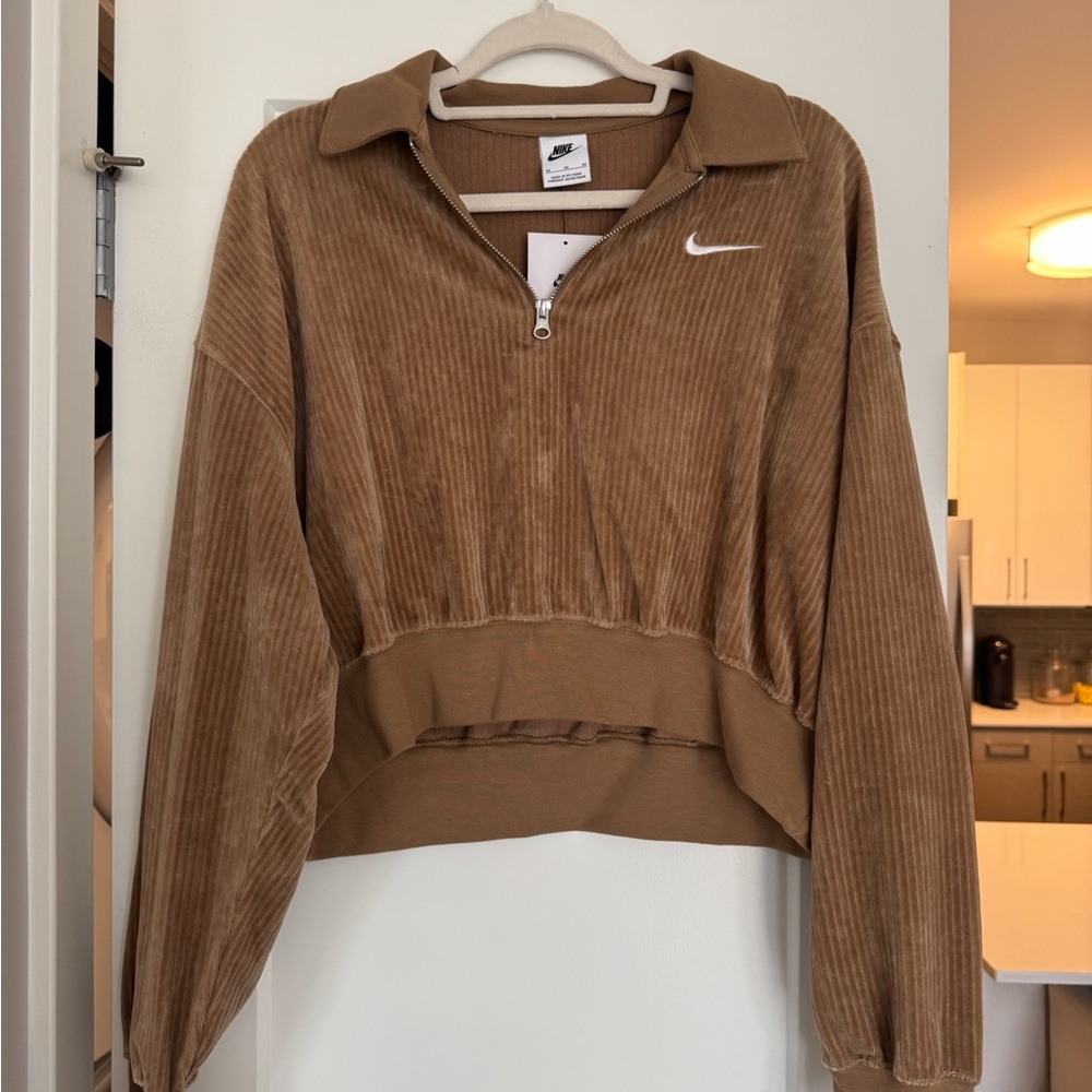 Nike Tan Corduroy Half-Zip Pullover